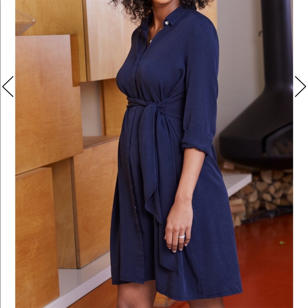 Isabella Oliver Navy Button Front Maternity dress